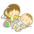 赤ちゃんと男の子の兄弟